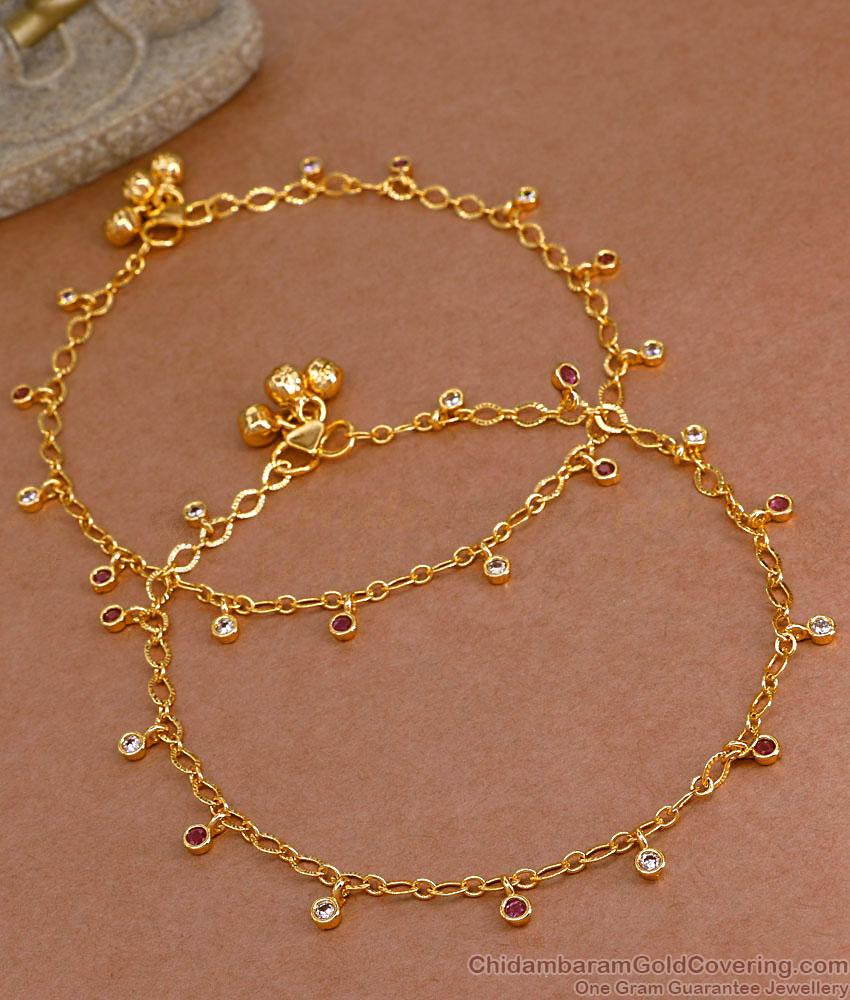 10 Inch Attractive Hanging Stone Beads Light Weight Gold Payal ANKL1222