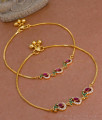 11 Inch Thin Gold Plated Anklet With 3 Mango Pendant Design ANKL1225