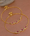 10.5 Inch Ruby White Stone Mango Charms Gold Anklets Womens Payal Design ANKL1226