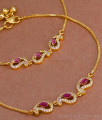 10.5 Inch Ruby White Stone Mango Charms Gold Anklets Womens Payal Design ANKL1226