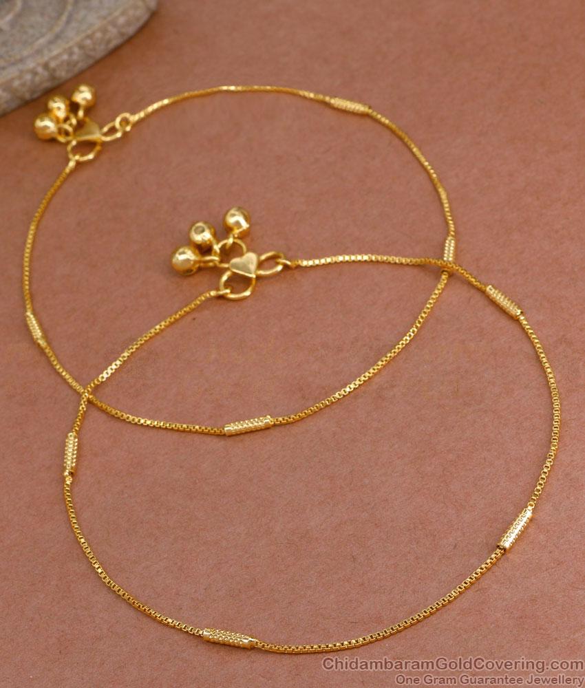 10 Inch Plain Gold Plated Anklet Thin Design Shop Online ANKL1228