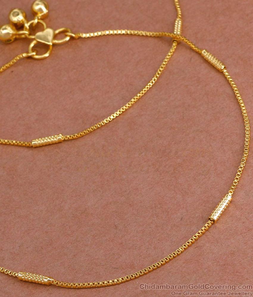 11 Inch Plain Gold Plated Anklet Thin Design Shop Online ANKL1228