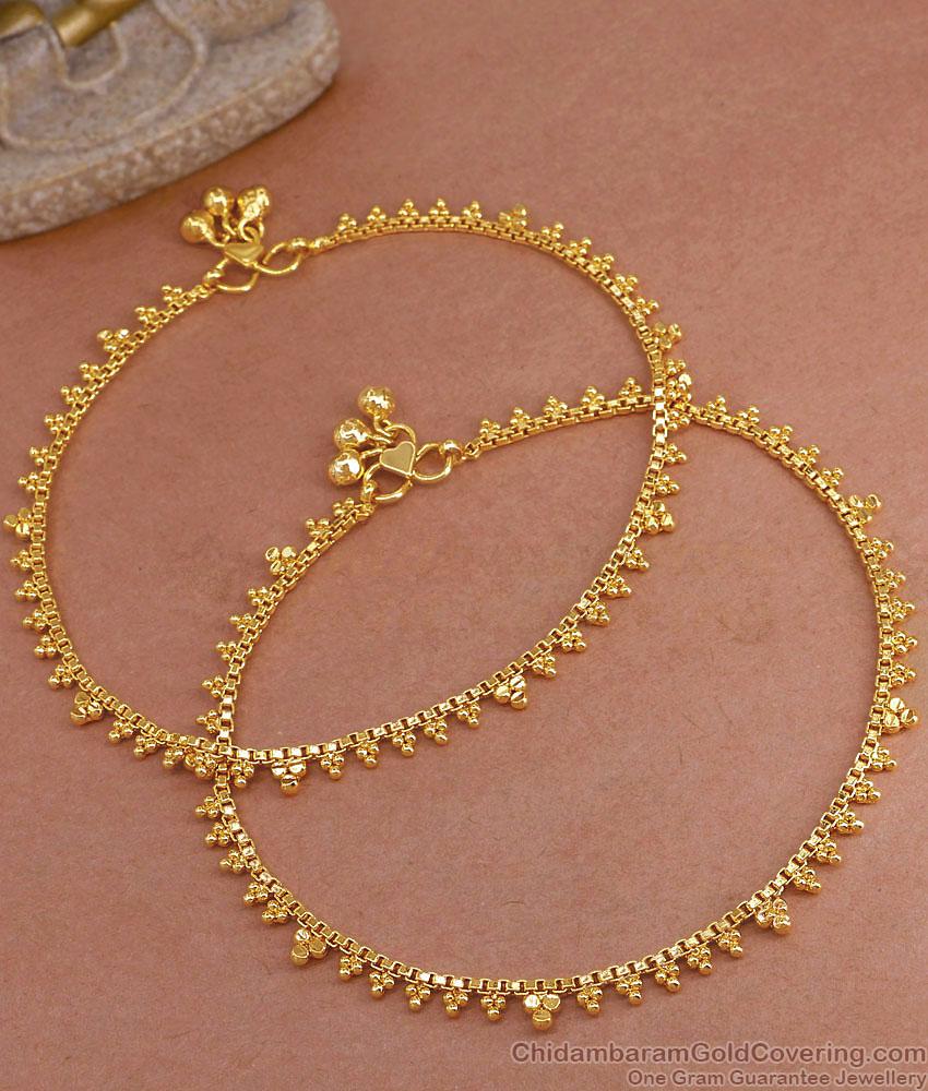 11 Inch Plain Daily Wear Light Weight Anklet Gold Plated Jewelry ANKL1230