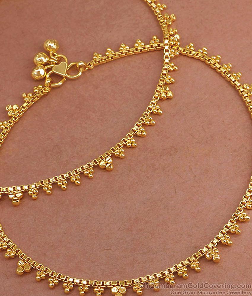 11 Inch Plain Daily Wear Light Weight Anklet Gold Plated Jewelry ANKL1230