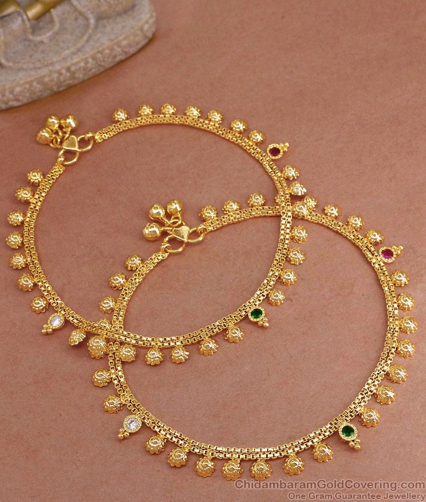 10.5 Inch Latest One Gram Micro Gold Plated Anklet For Women ANKL1232