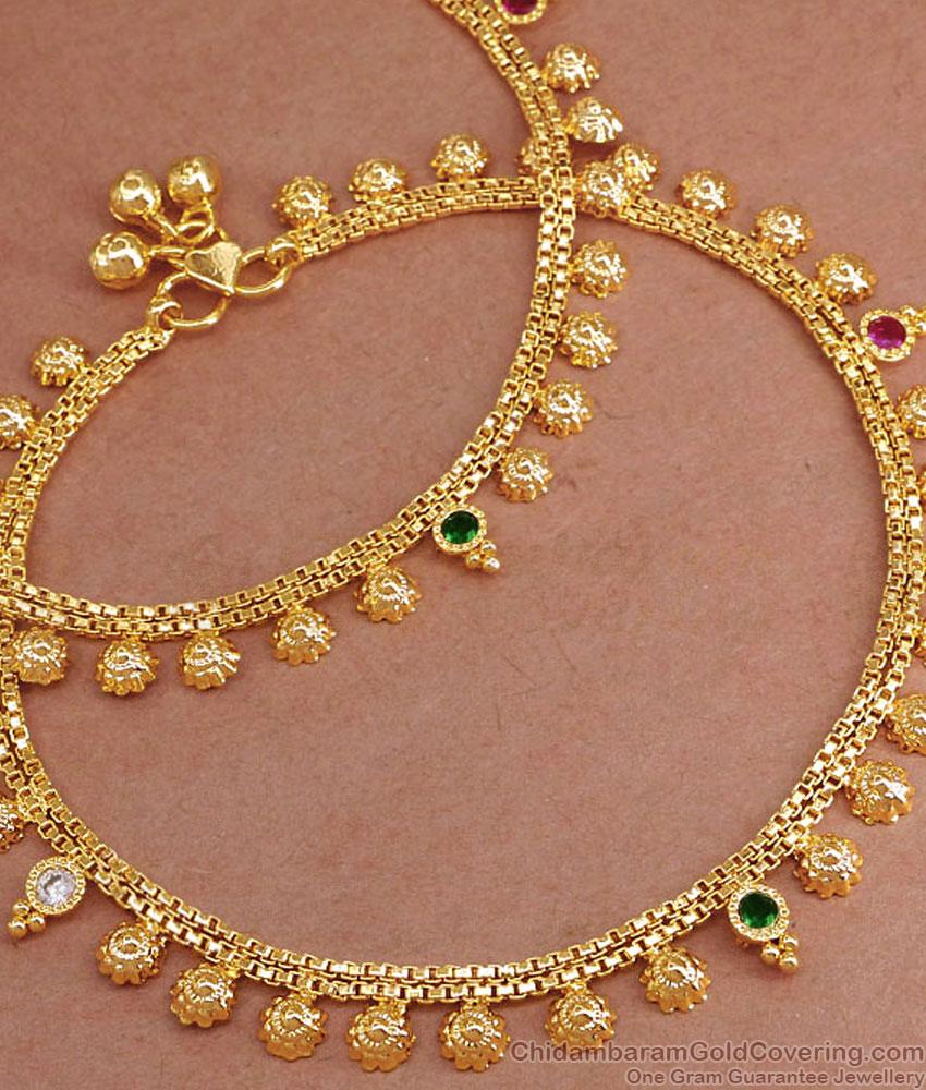 10.5 Inch Latest One Gram Micro Gold Plated Anklet For Women ANKL1232