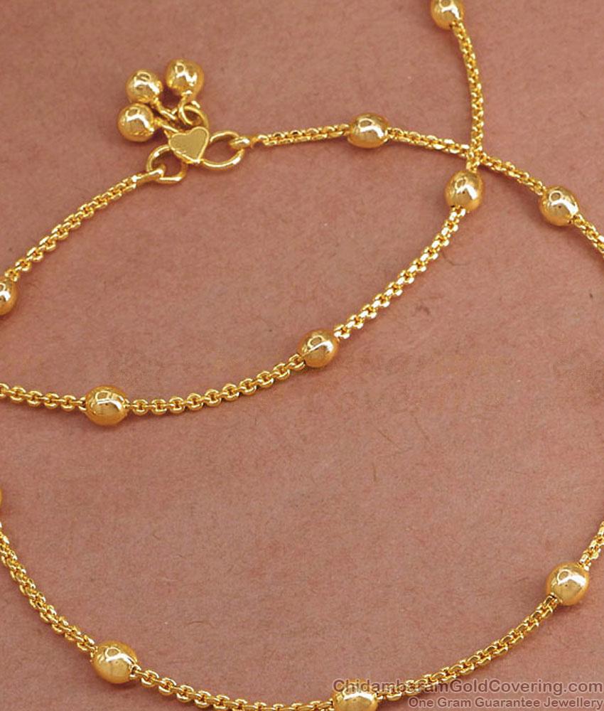 10.5 Inch Daily Wear Gold Imitation Anklet Beads Design Online ANKL1233