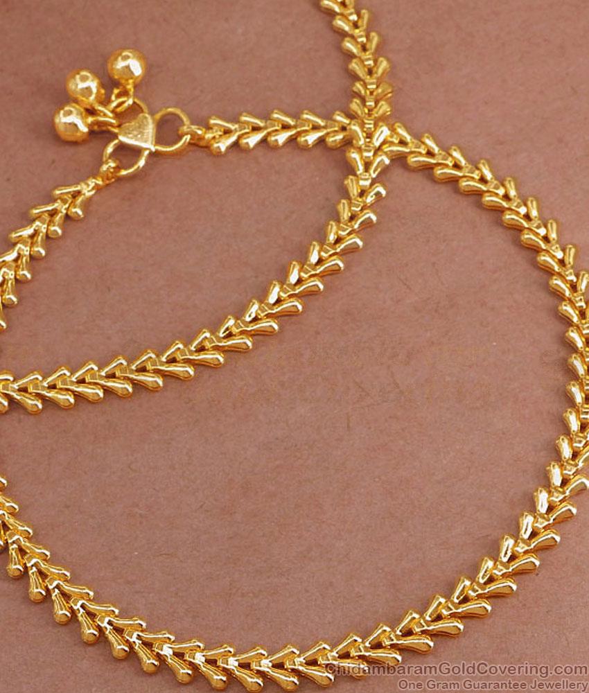 10 Inch 22Kt Gold Plated Anklet Hanging Beads Design For Women ANKL1234