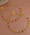 11 Inch Beautiful Flower Charm Kemp Stone Anklet Gold Finish ANKL1236