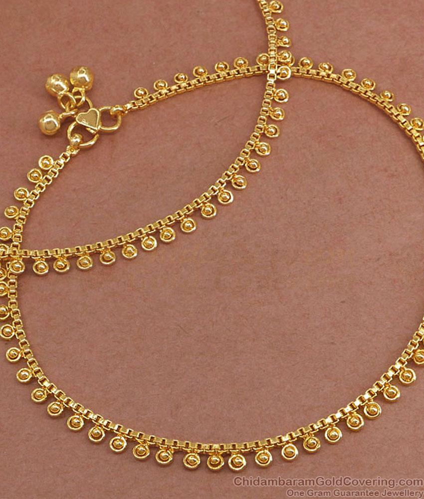 11 Inch Traditional 1 Gram Gold Anklet Women Kolusu Design ANKL1239