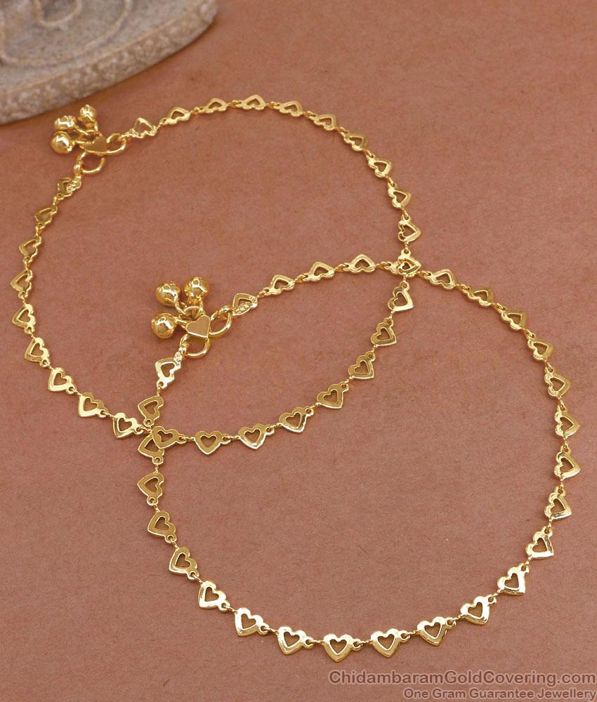 10.5 Inch Simple Gold Design Heart Shaped Anklet Collections ANKL1245