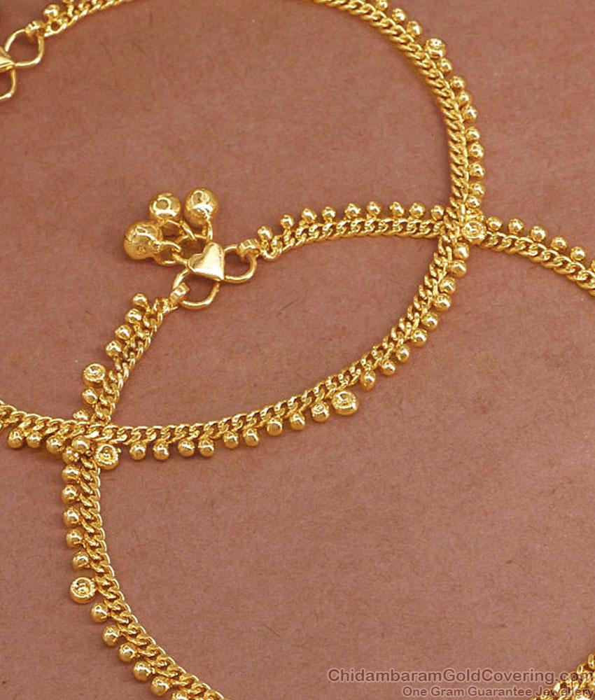 11 Inch Light Weight Daily Wear Golden Beads Anklet Shop Online ANKL1250