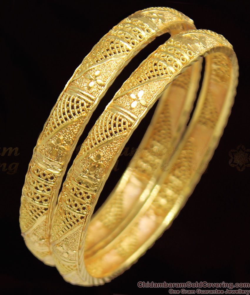 BR1085-2.8 Unique Bridal Design Kerala Traditional Gold Bangle For Marriage