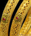 BR1143-2.8 Iconic Enamel Forming Gold Finish Traditional Design Bangles With Beads