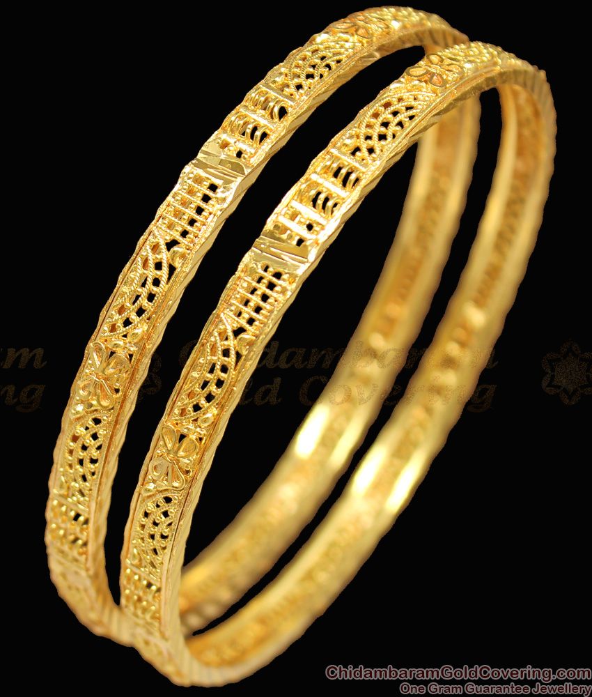 BR1210-2.6 Thin Kerala Design Gold Imitation Bangles Traditional Model For Home Use