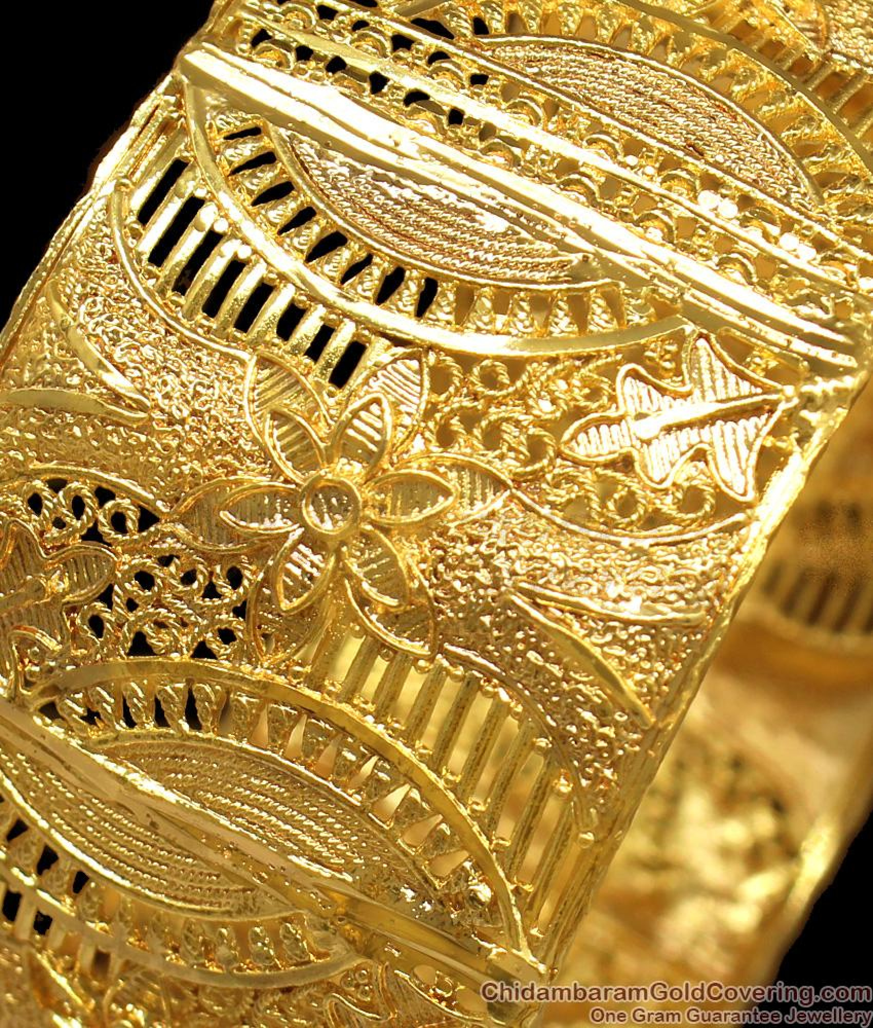 BR1229-2.8 Size Broad Leaf Design One Gram Gold Kada Bangles