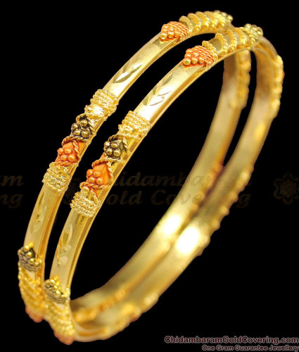 22K Yellow Gold Plated Daily wear Bangle set-Light Weight | Gold Bangl –  Indian Designs