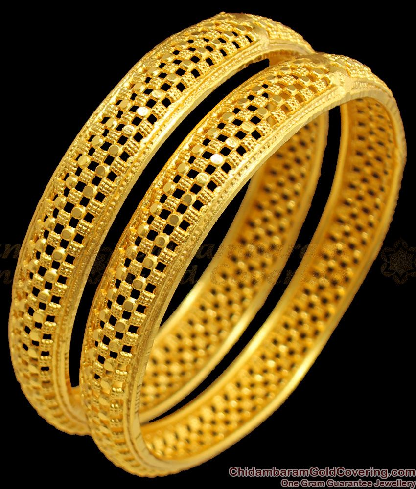 BR1379-2.4 South Indian Unique Bangle Design Real Gold Tone Jewelry