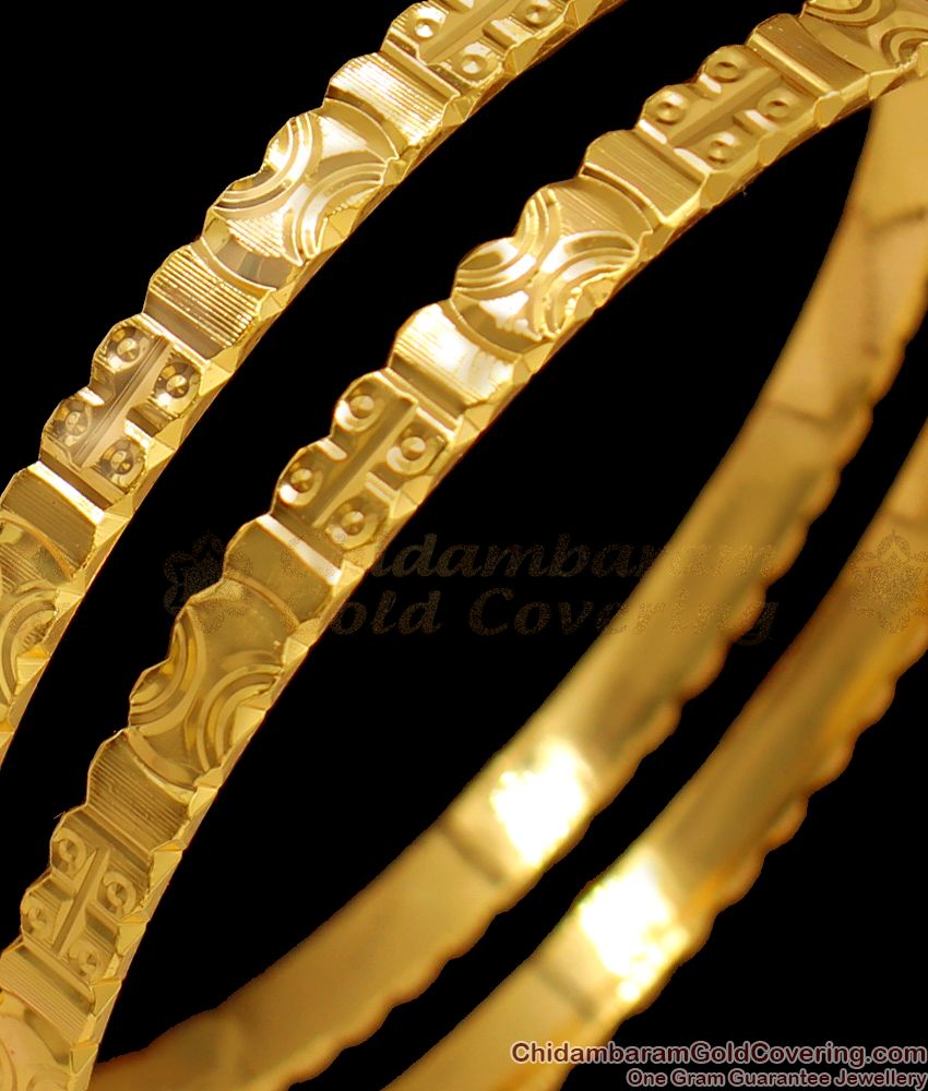 BR1405-2.10 Ethnic Design Chidambaram Gold Plated Bangles South Indian Jewellery Online