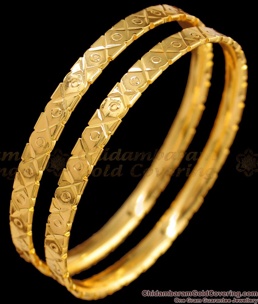 BR1514-2.8 Thick Daily Wear Original Impon Gold Bangle Collections From Chidambaram Gold Covering