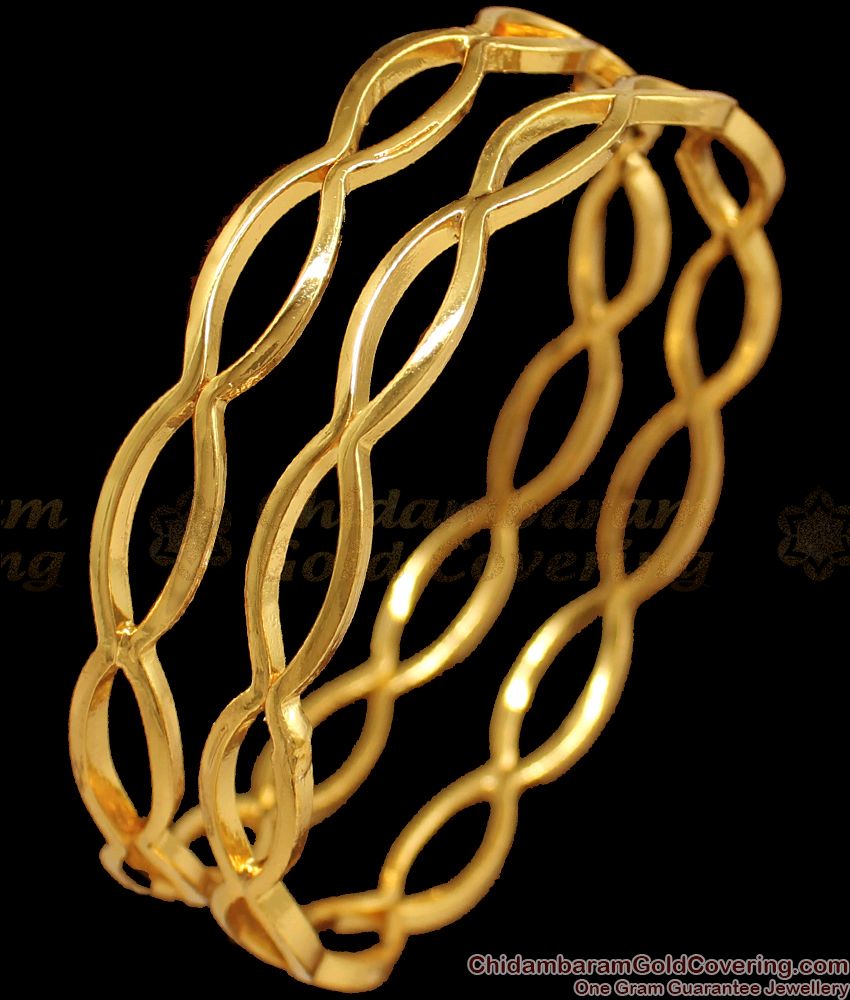 BR1721-2.4 Daily Wear Impon Gold Bangle Wave Designs