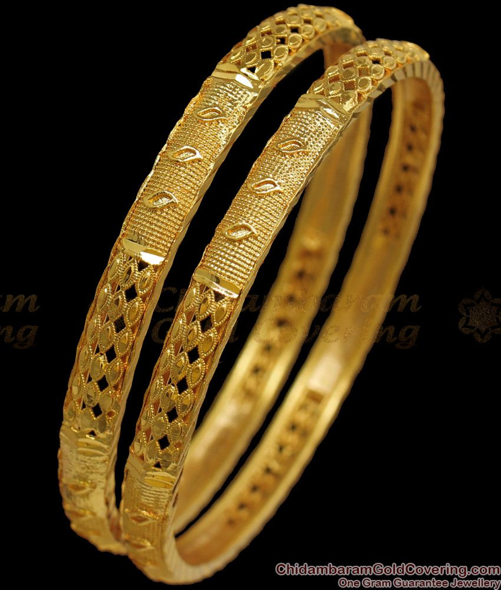 BR1782-2.4 Kerala Designs Real Gold Bangle Daily Wear Collections