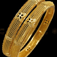 BR1892-2.10 Size Beautiful Gold Plated Bangles Net Pattern Flower