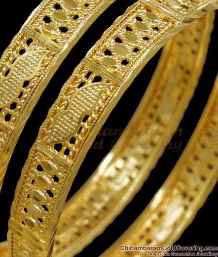 Gold Plated Plain Design Bangles, Chidambaram Gold Covering Regular ...