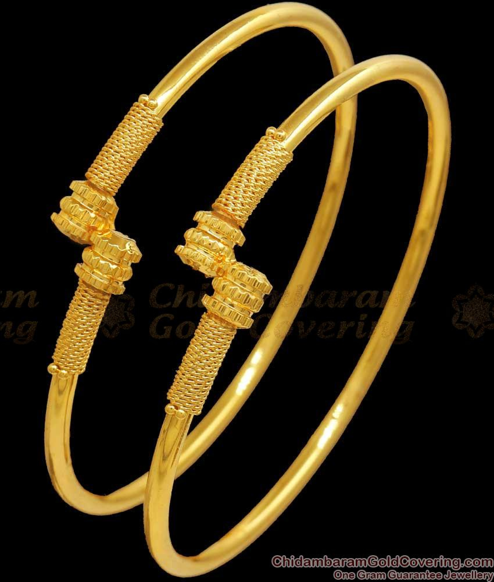 BR2210-2.4 Set Of Two One Gram Gold Kambi Bangles For Daily Use ...