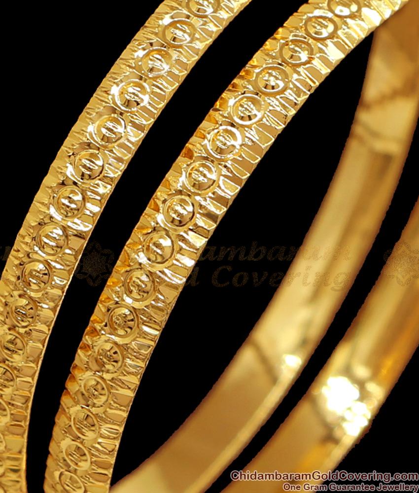 BR2355-2.4 Size Real Gold Design Plain Bangles For Everyday Wear