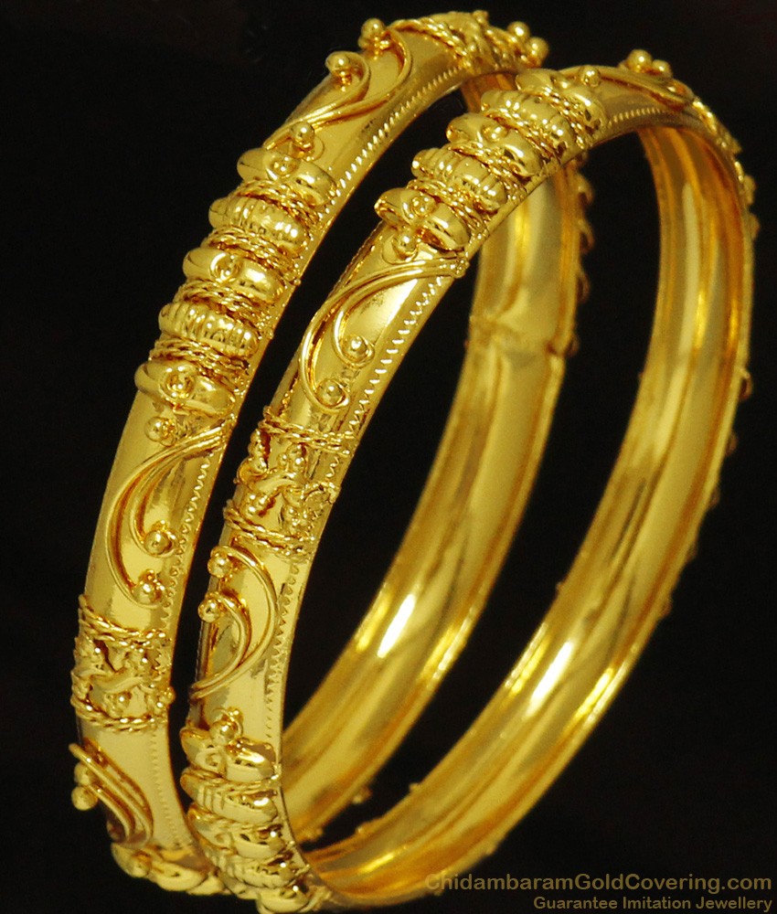 BR236-2.8 Size Traditional Gold Tone Two Pieces Imitation Plain Bangle