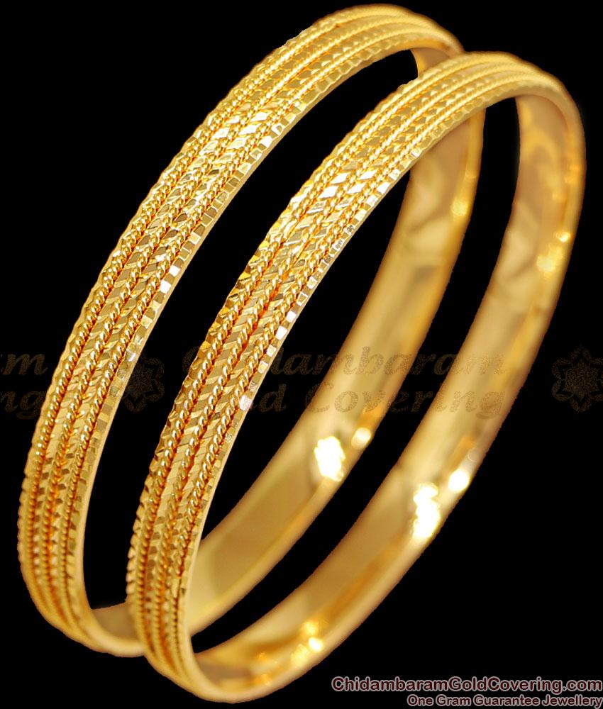 BR2362-2.6 Size Set Of 2 Plain Bangle 1 Gram Gold Plated Jewelry For Women