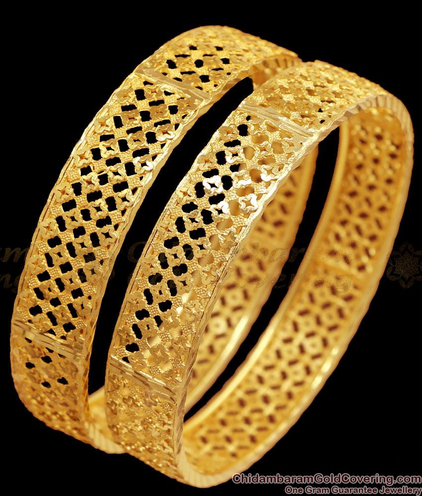 BR2383-2.10 Size Set Of Two Gold Bangle Design Women Wedding Jewelry