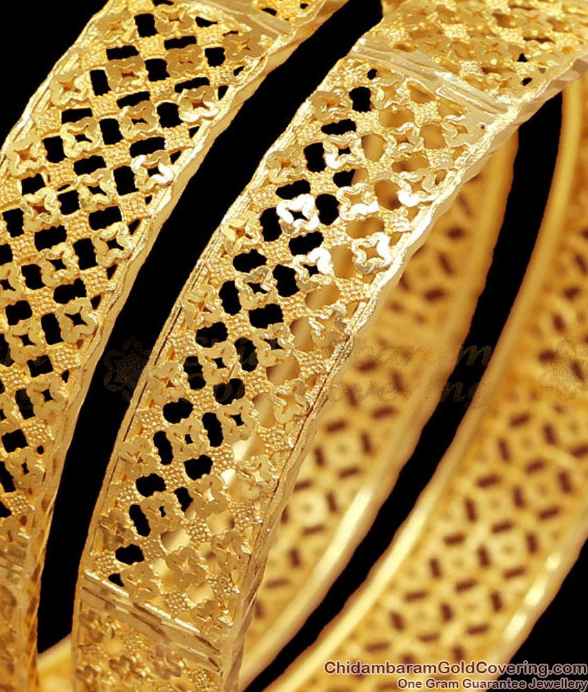 BR2383-2.6 Size Set Of Two Gold Bangle Design Women Wedding Jewelry