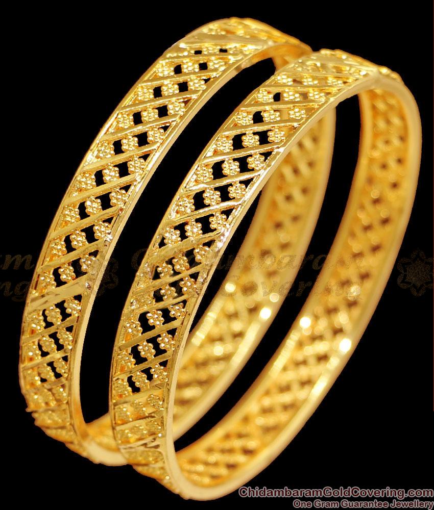 BR2390-2.10 Size Everyday Use 1 Gram Gold Bangle At Offer Price Online