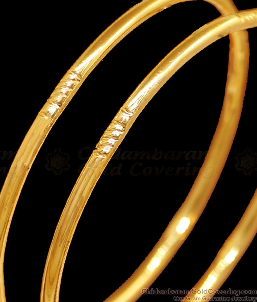 BR2398-2.4 Size Plain Impon Thin Bangle Regular Use Gold Design For Women