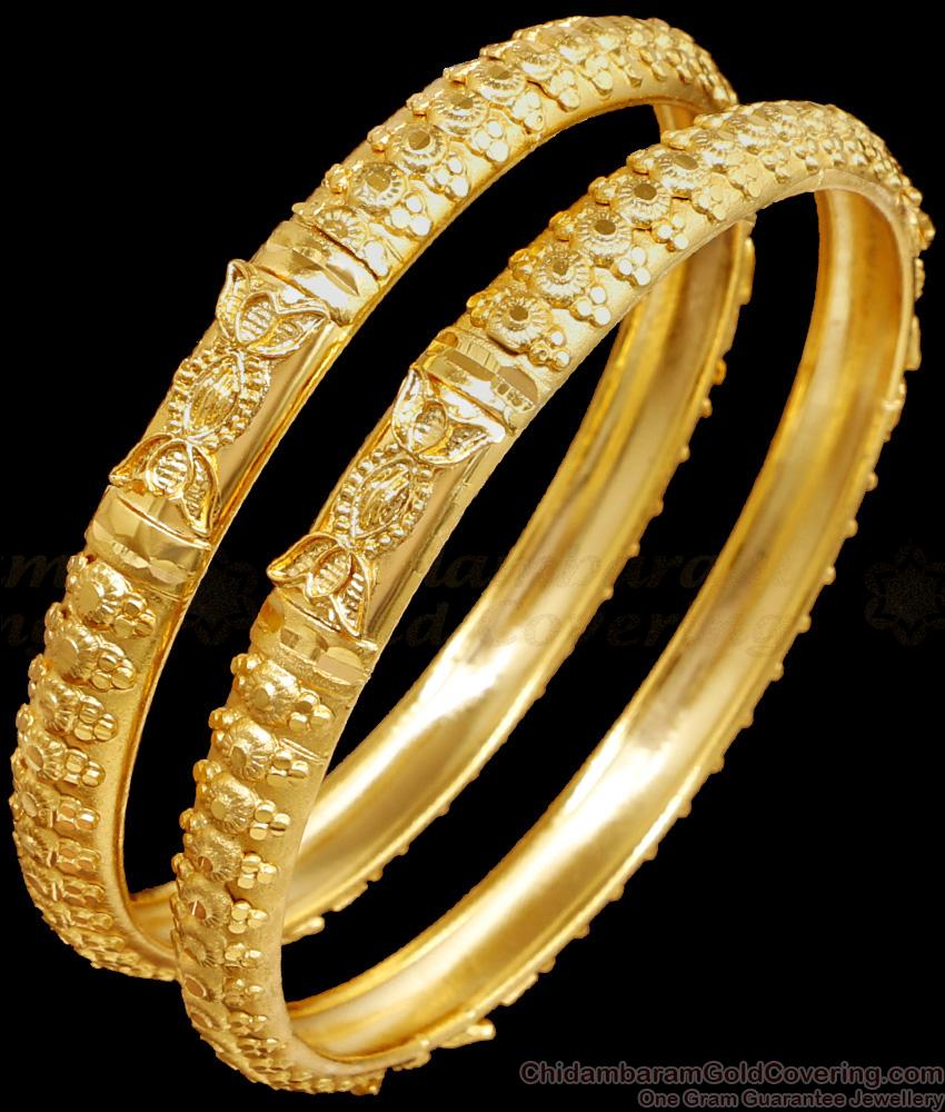 BR2422-2.10 Size Unique Hollow Shaped Forming Gold Bangle For Brides