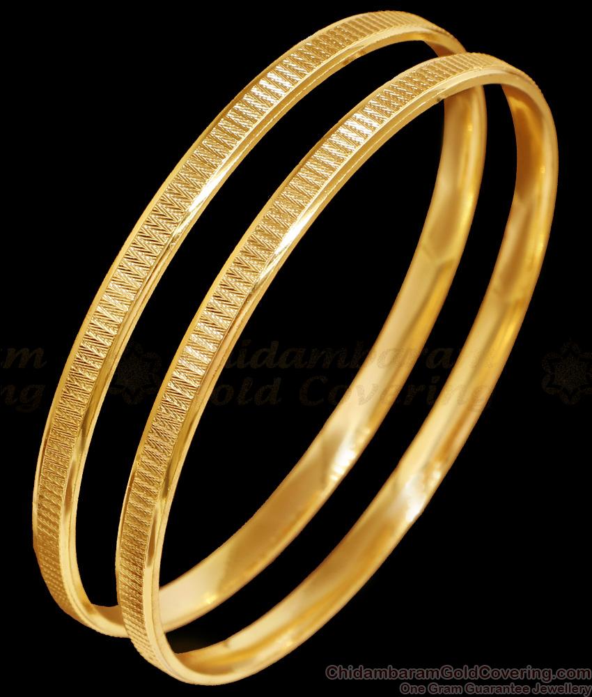 BR2434-2.6 Size Set Of Two Thin Daily Wear Gold Plated Bangles For Women