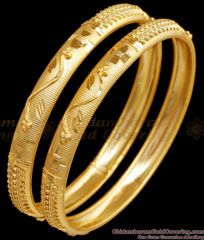 BR2443-2.4 Size Hollow Shaped Forming Gold Bangles For Wedding