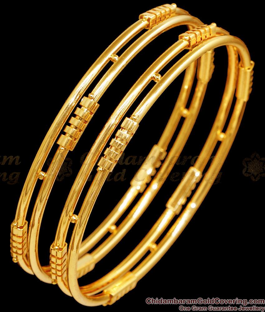 BR2458-2.8 Size Simple Design Gold Plated Bangles Without Stone For Daily Use 