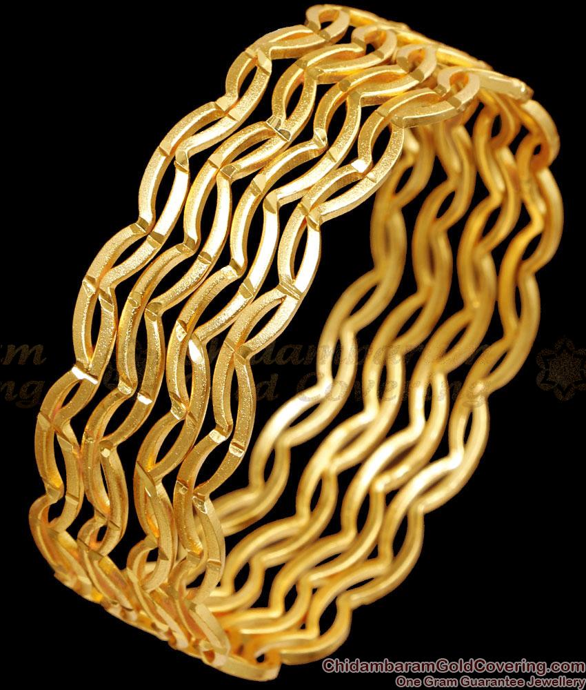 BR2463-2.8 Size Set Of Four Artificial Gold Design Bangles Zig Zag Pattern