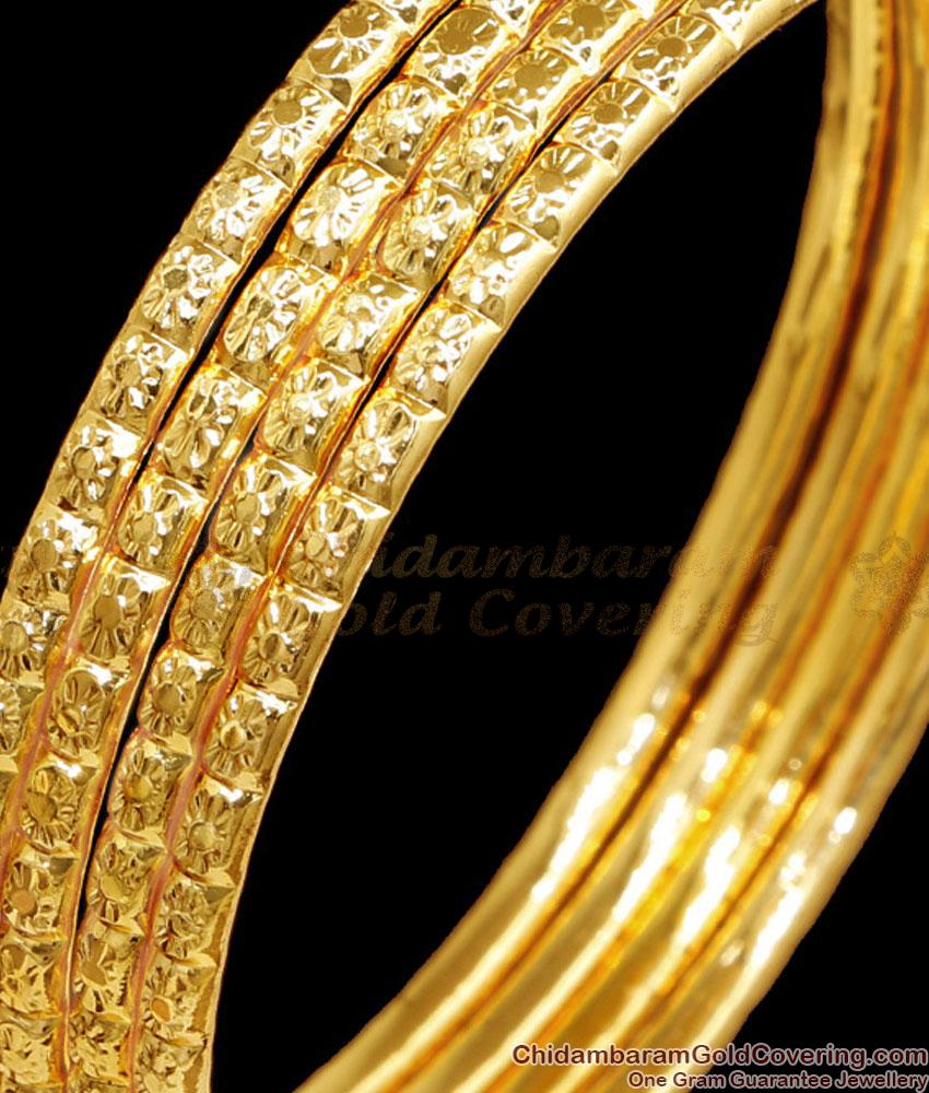 BR2470-2.8 Size Set Of 4 Traditional Plain Gold Bangles For Women