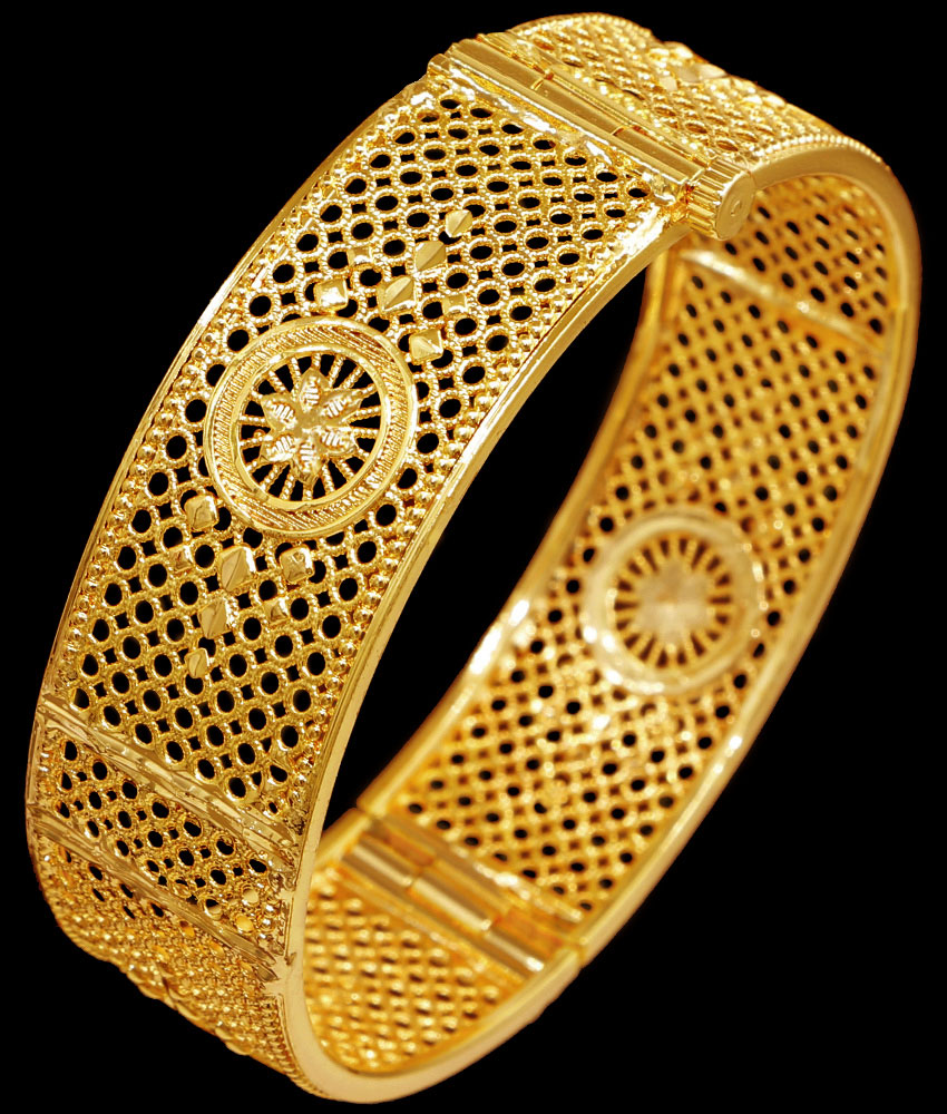 BR2476-2.8 Size Single Piece Gold Plated Kada Bangle Bridal Design