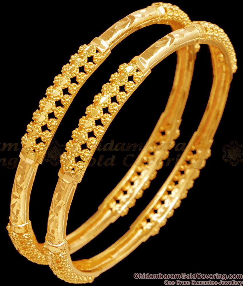 BR2481-2.6 Size High Quality Gold Plated Fancy Bangle Designs Online 