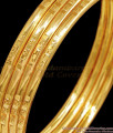 BR2483-2.10 Size Set Of 4 Pure Gold Tone Plain Bangles For Regular Use