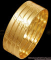 BR2485-2.4 Size New Model Heart Design  Gold Fancy Bangle Set Of Four