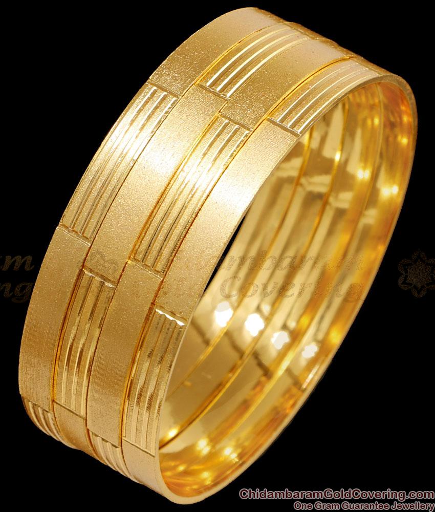 BR2486-2.8 Size Set Of 4 Artificial Gold Plated Plain Bangle Matt Finish