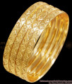 BR2489-2.6 Size Set Of Four Diamond Pattern 1 Gram Gold Bangle Set