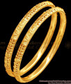 BR2490-2.6 Size Set Of 2 Gold Imitation Plain Bangle Floral Design