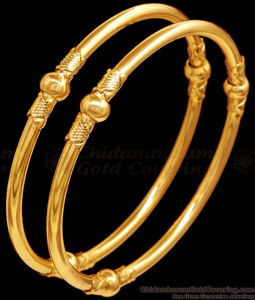 BR2495-2.6 Size Pure Gold Tone Bangle Ball Design Without Stone